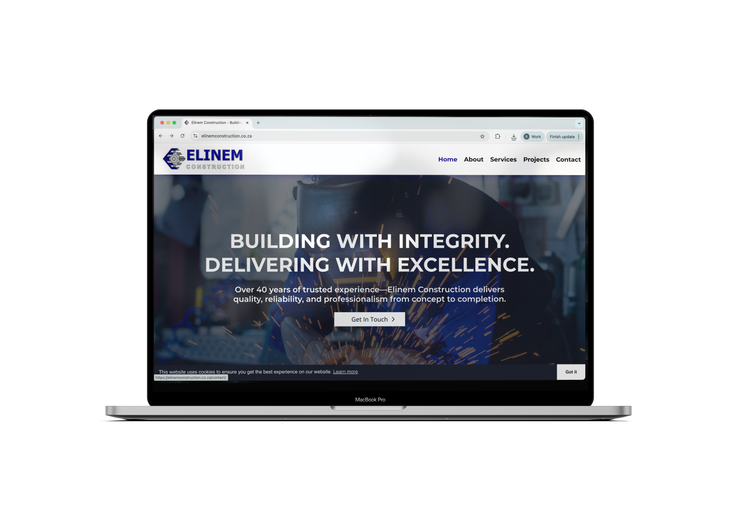 Screenshot of the Eline M Construction website